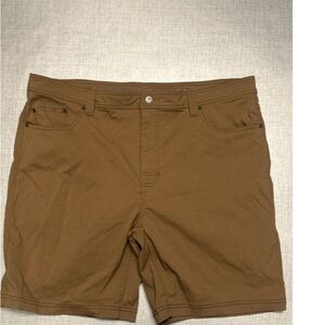 Prana Shorts Mens 42 Brown Nylon Blend Stretch Hiking Hiker Flat Front 5 Pockets